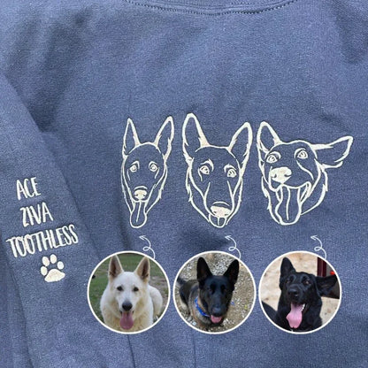Custom Portrait Dog from Photo Embroidered Sweatshirt, Hoodie