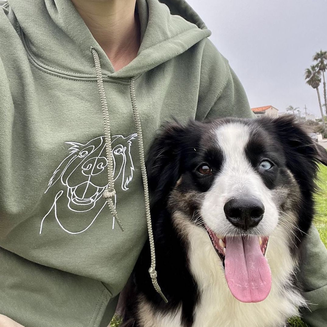 Custom Embroidered T-shirt,Hoodie,Pet Face Sketch Embroidery