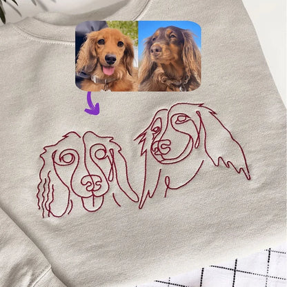 Custom Embroidered Hoodie,Pet Face Sketch Embroidery