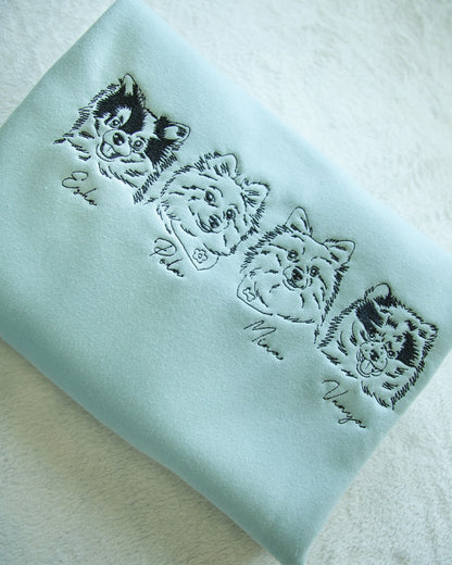 Custom Embroidered Pet Face Sweatshirt,Personalized hoodie embroidered with multiple pets