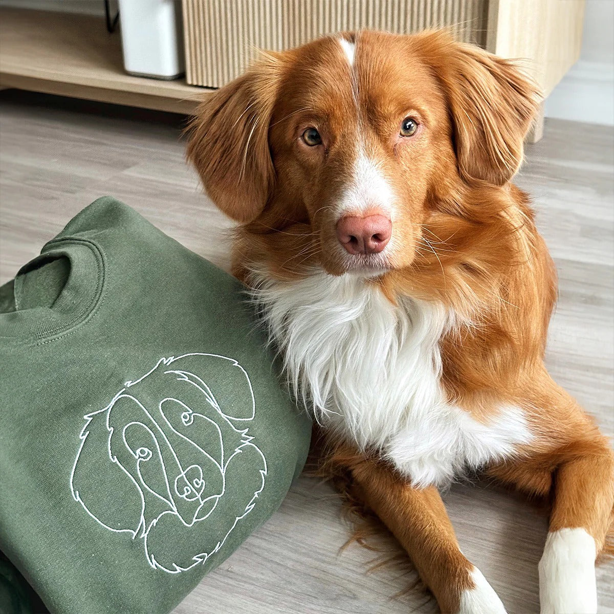 Custom Embroidered Sweatshirt,Pet Face Sketch Embroidery