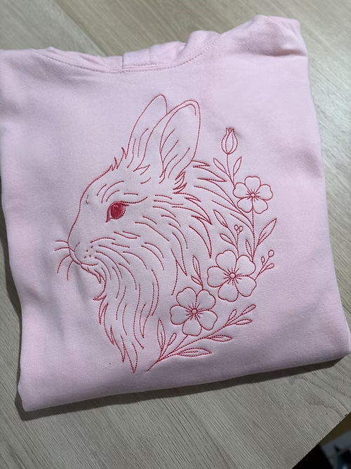 Pet Portrait Outline Embroidered Sweatshirt with Floral Details