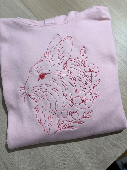 Pet Portrait Outline Embroidered Sweatshirt with Floral Details