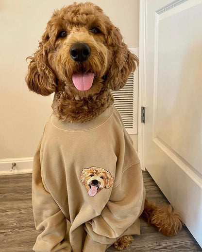 Custom Embroidery Dog Hoodies - Personalized Pet Portrait Sweatshirts - Premium Dog Mom Gift