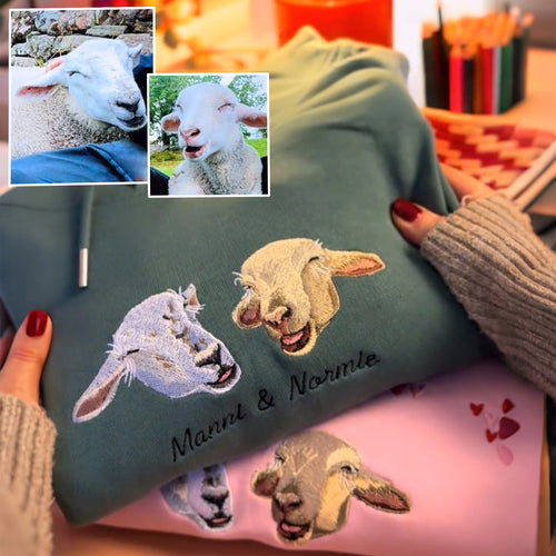 Sheep Lover Custom T-shirt – Embroidered Sheep Portrait Hoodie – Personalized Sheep Owner Gift