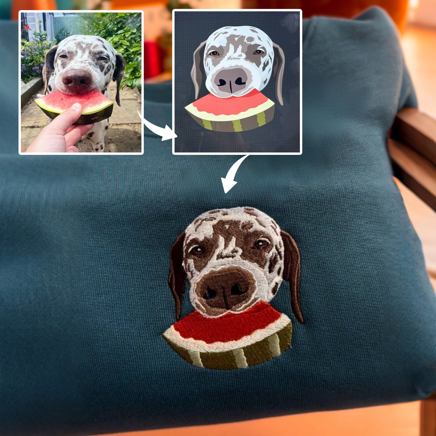 Personalized Pet Face and Pet Name Sweatshirt or T-Shirt.