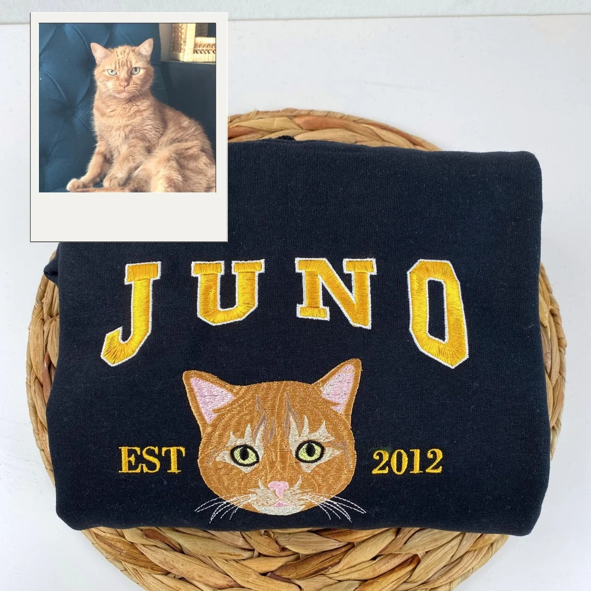 Personalized Pet Varsity Hoodies - Custom Cat Name Embroidery from Photo - Cat Mom Apparel
