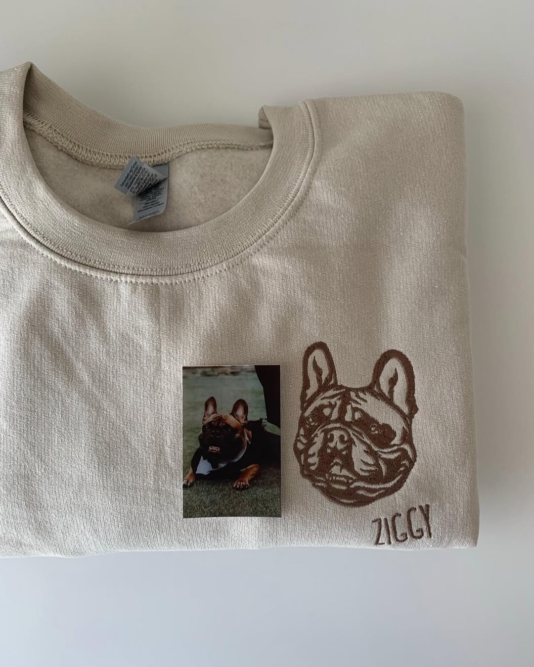 Custom Embroidered Cat Face Sweatshirt from Your Photo with Cat Names on Sleeve
