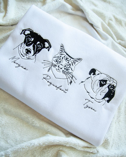 Custom Embroidered Pet Face Sweatshirt,Personalized hoodie embroidered with multiple pets