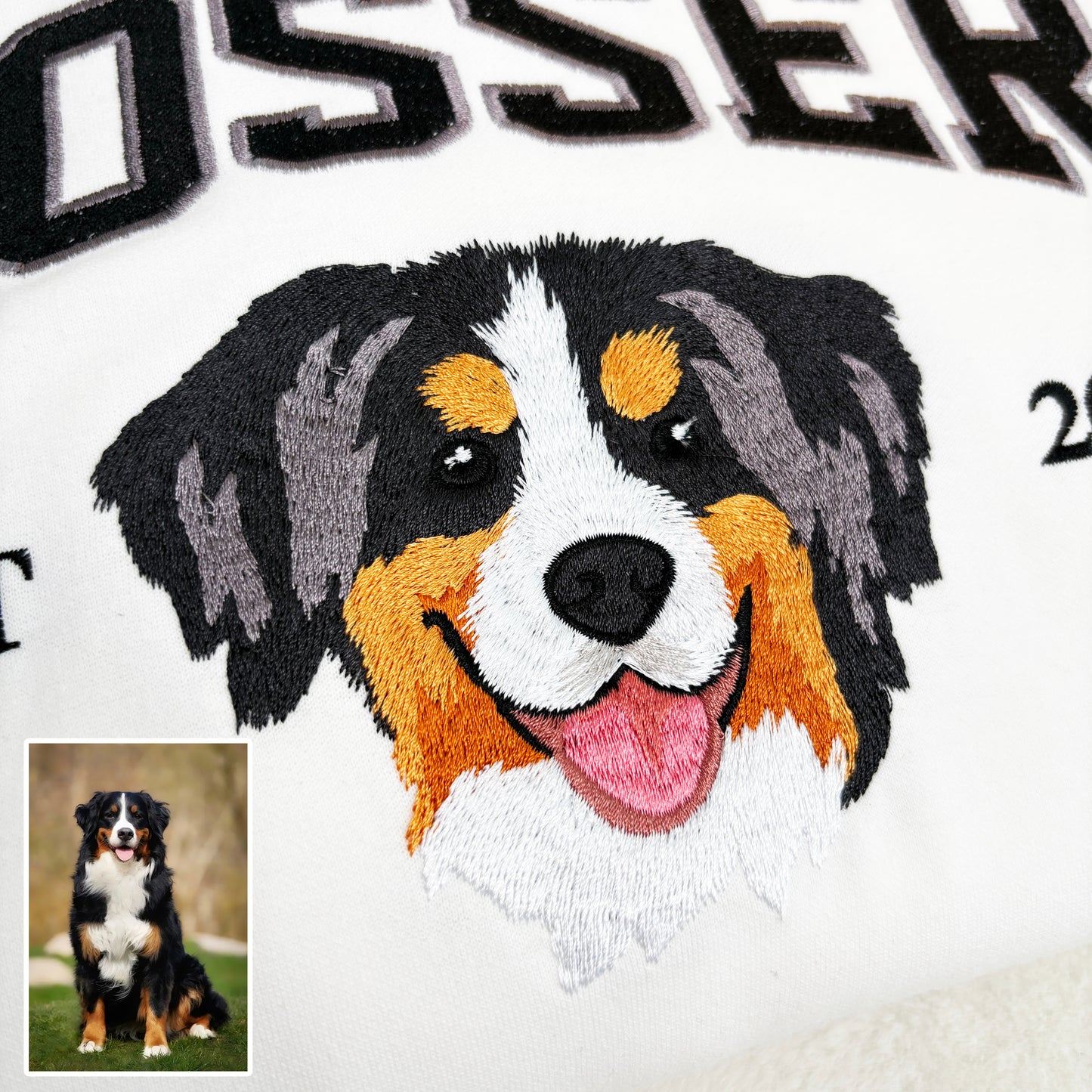 Personalized Embroidered Pet Dog Face and Name Est Sweatshirt Keepsake Gift for Dog Dad Mom