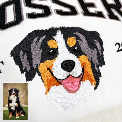 Personalized Embroidered Pet Dog Face and Name Est Sweatshirt Keepsake Gift for Dog Dad Mom