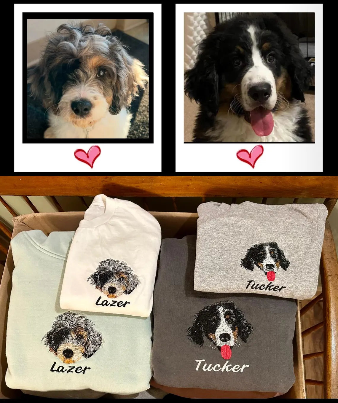 Custom Embroidered Pet Sweatshirt with Pet Photo , Custom Embroidered Dog Hoodie ,  Gift for Dog Dad Mom