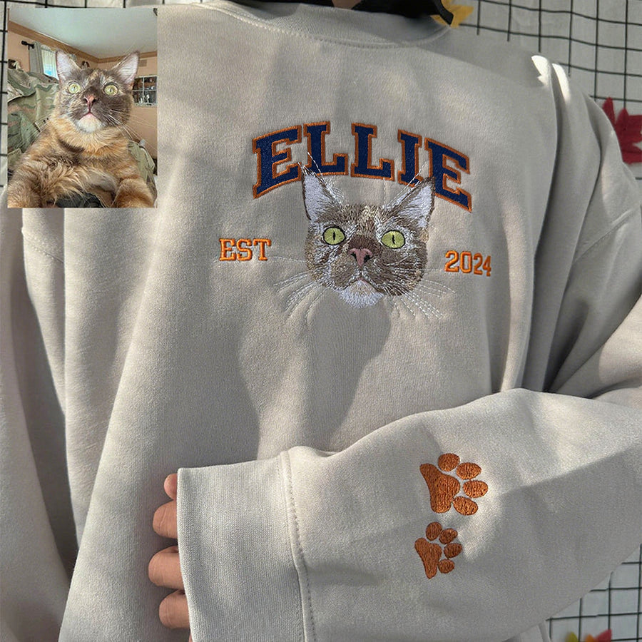 Custom Pet Name Embroidered Sweatshirt – Minimalist Pet Gift