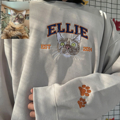 Custom Pet Name Embroidered Sweatshirt – Minimalist Pet Gift