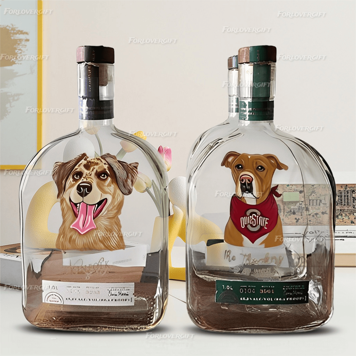 Custom Whiskey Bottles with Pet Portraits