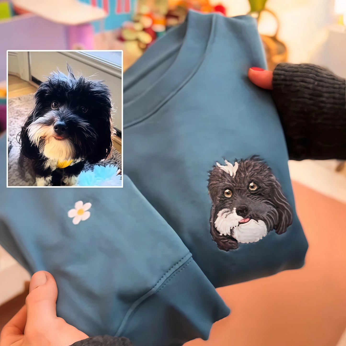 Rich Colors,Custom Embroidered Pet Face Sweatshirt from Your Photo