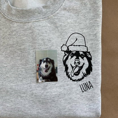 Custom Embroidered Pet Face Hoodie, Sweatshirt, Personalized Pet Portrait for Christmas or Memorial