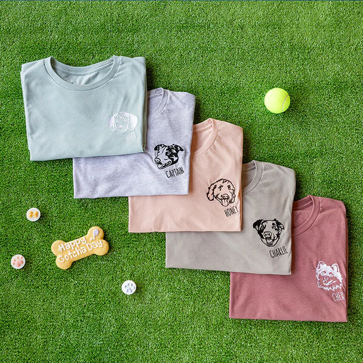 Custom Embroidered Pet Face Tee, Crewneck, Hoodie, Gifts for pet lovers