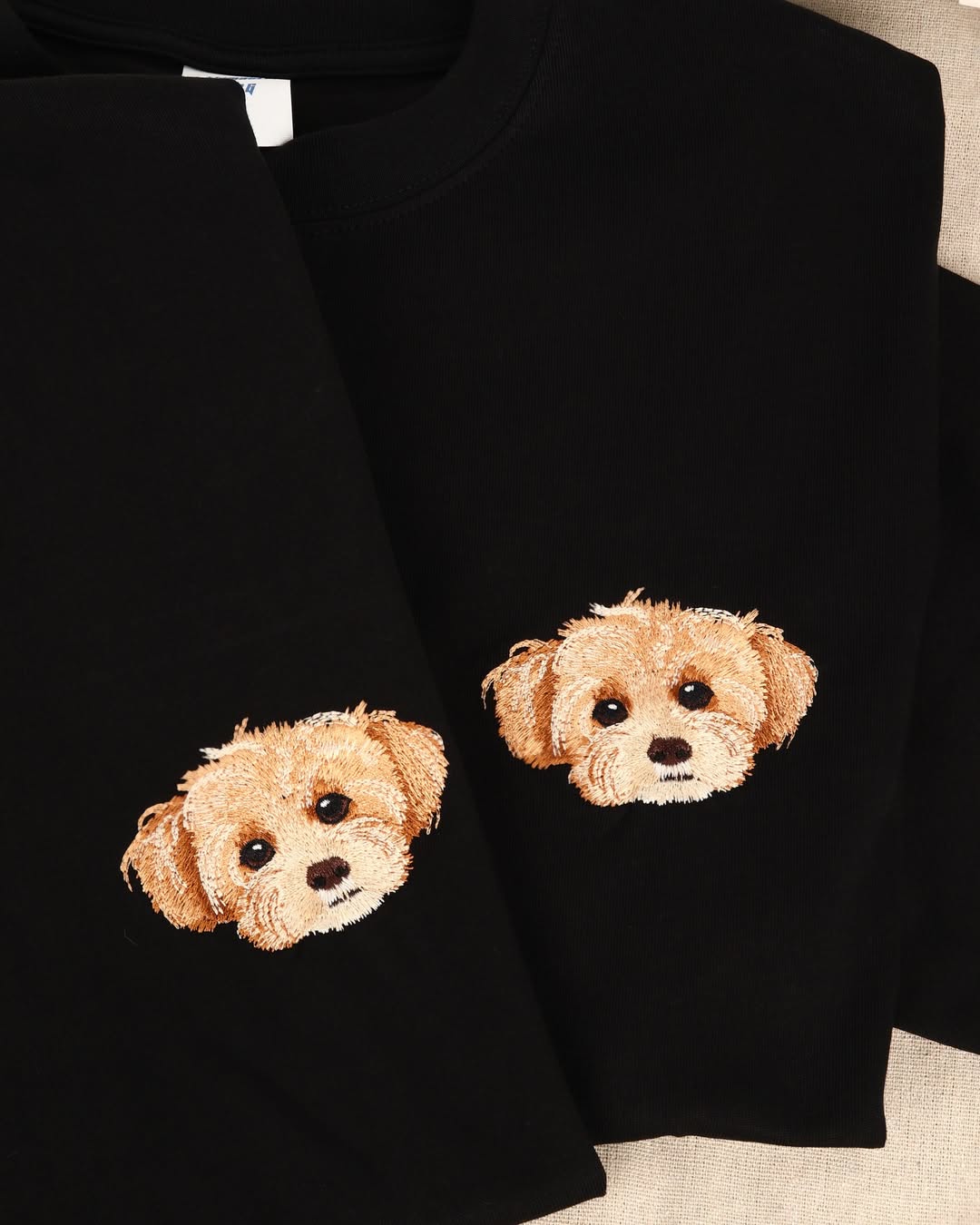 Custom Embroidered Sweatshirt with Dog Face Varsity from Photo, Gift for Dog Lovers
