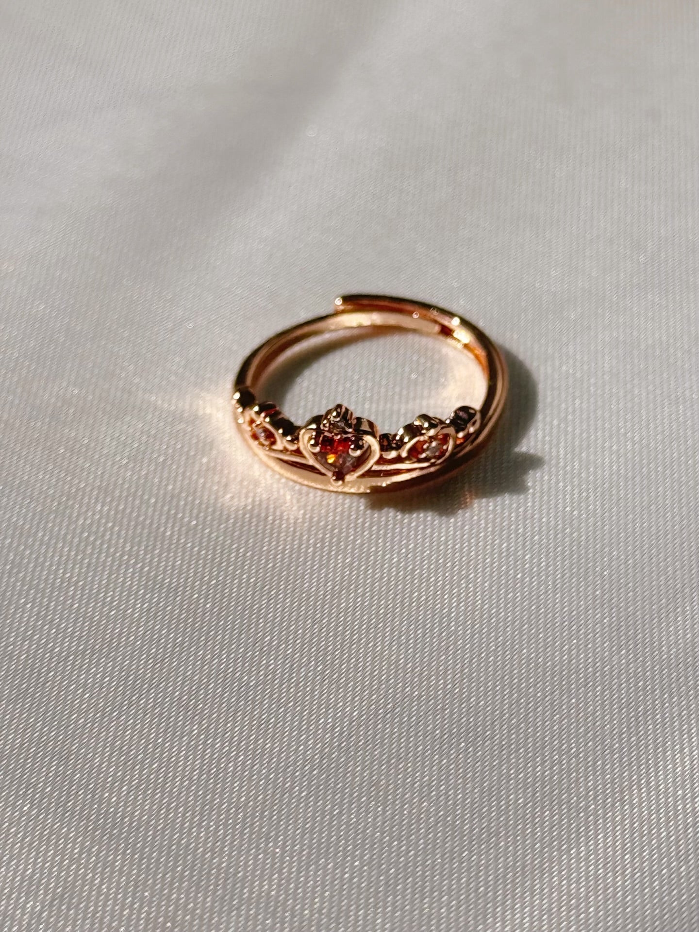 Snow White Inspired Red Garnet Apple Adjustable Ring