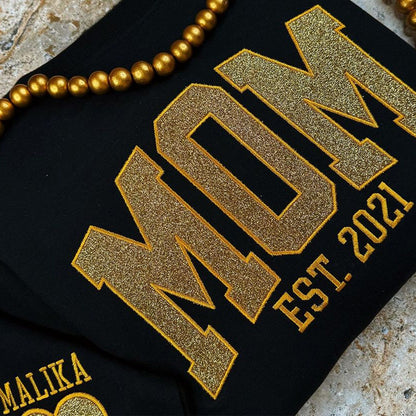 Custom Embroidered Applique Glitter Mama Sweatshirt - Gift for Mom