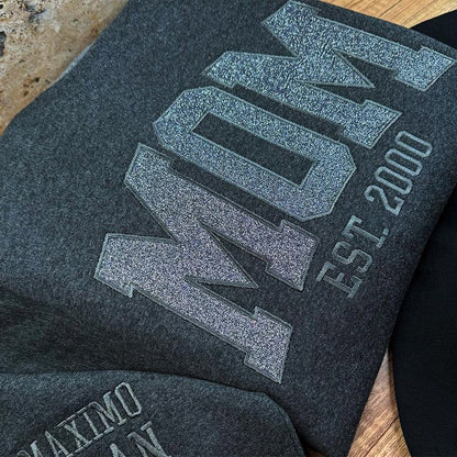 Custom Embroidered Applique Glitter Mama Sweatshirt - Gift for Mom