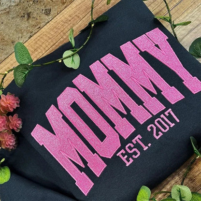Custom Embroidered Applique Glitter Mama Sweatshirt - Gift for Mom