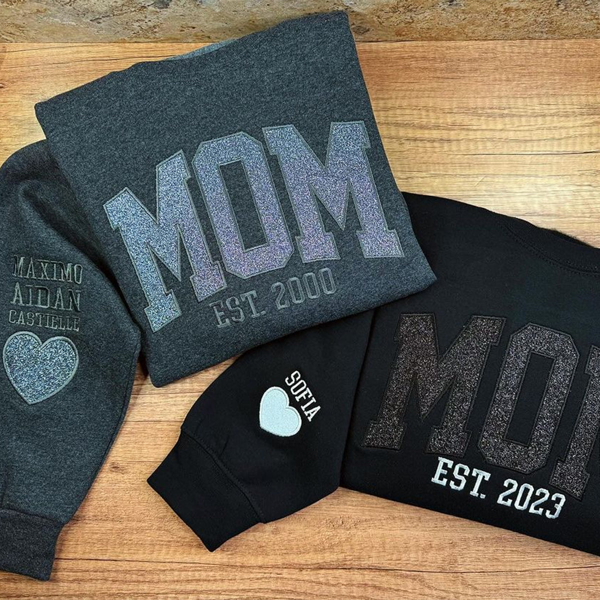 Custom Embroidered Applique Glitter Mama Sweatshirt - Gift for Mom