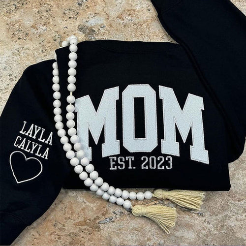 Custom Embroidered Applique Glitter Mama Sweatshirt - Gift for Mom