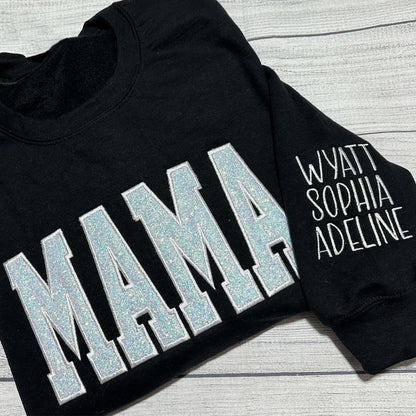 Custom Embroidered Applique Glitter Mama Sweatshirt - Gift for Mom