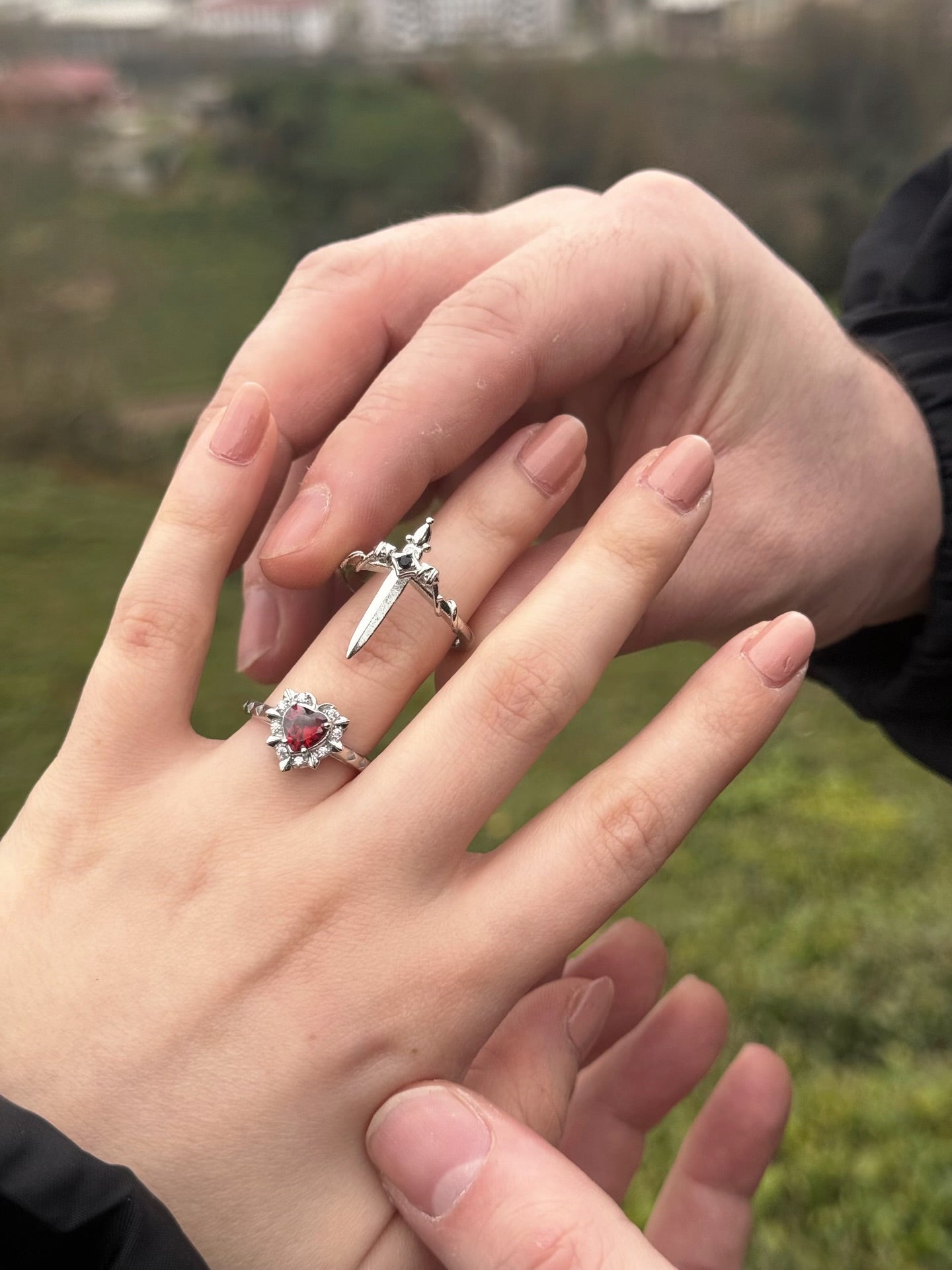 Adjustable Matching Heart Sword Gothic Ring Set | Valentine’s Day Gift Idea