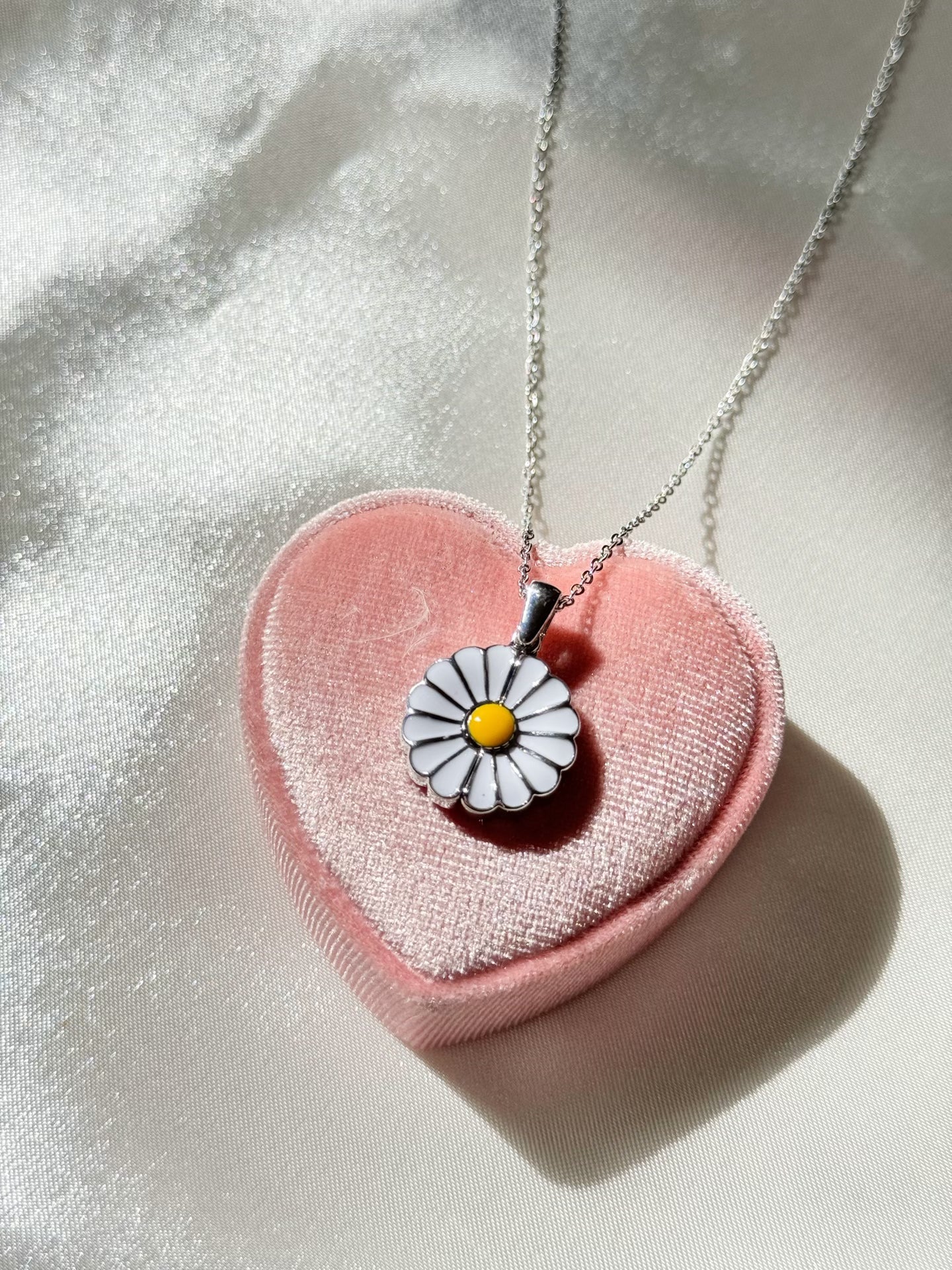 Stainless Steel Hidden Personalized Message Daisy Necklace
