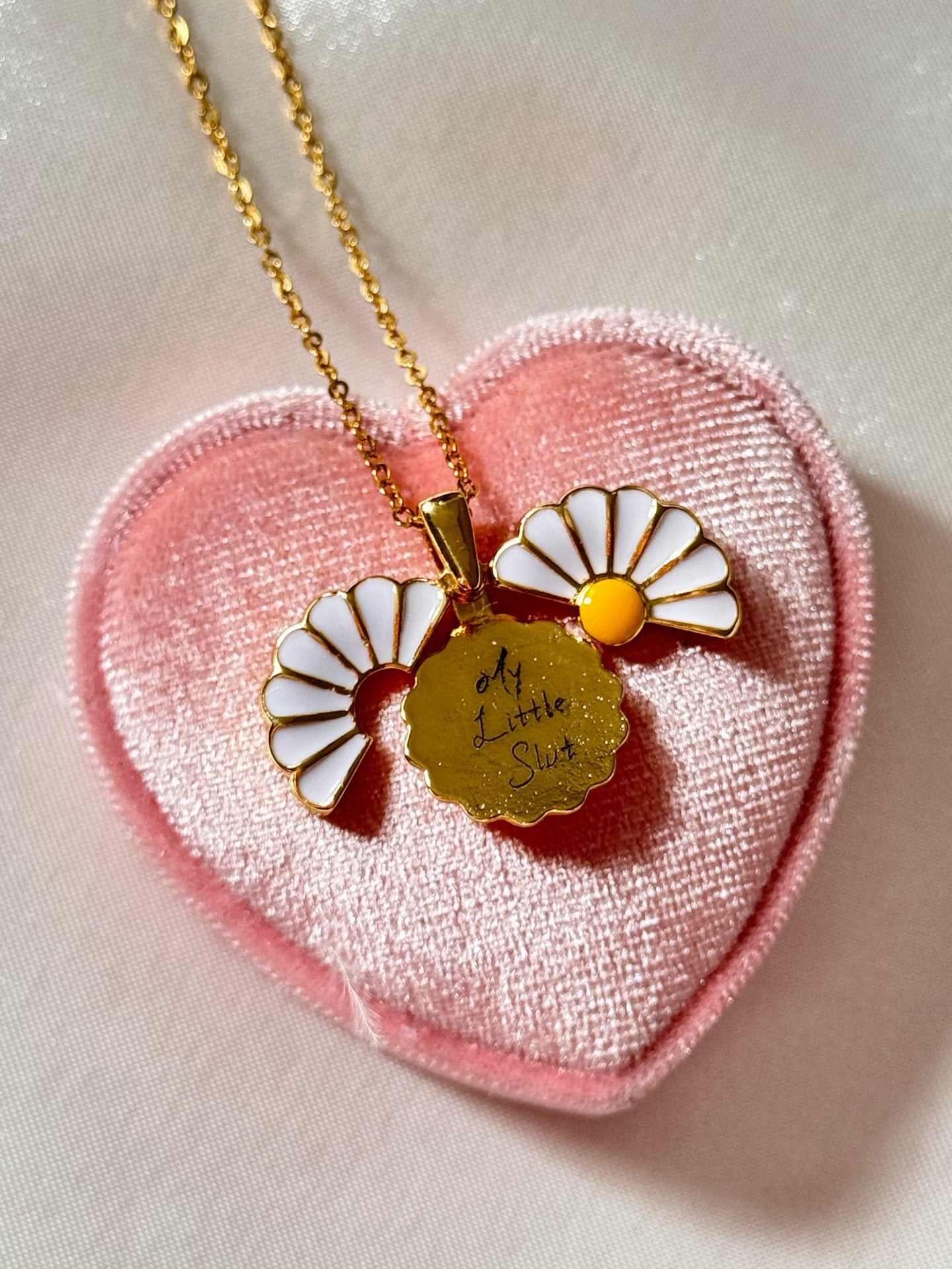 Stainless Steel Hidden Personalized Message Daisy Necklace