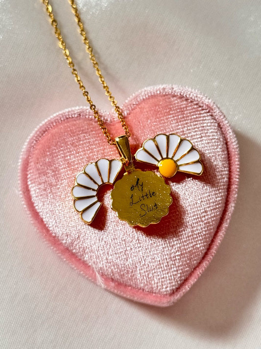 Stainless Steel Hidden Personalized Message Daisy Necklace