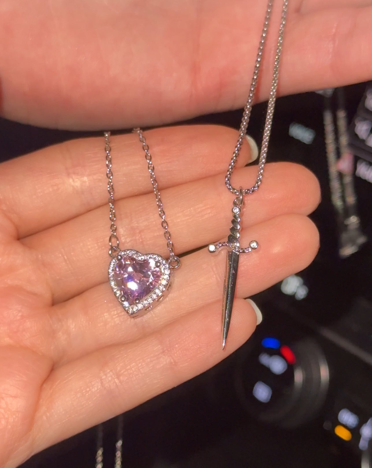 Stainless Steel You are in My Heart Necklace Set, Heart Sword Necklace