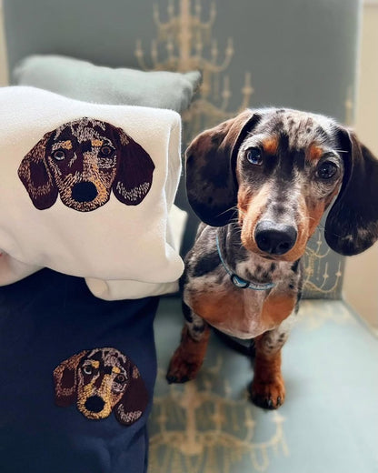 Rich Color Custom Embroidered Dog Face Sweatshirt from Your Photo