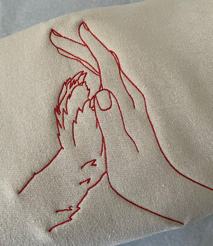 Pet Paw Silhouette Embroidery, High Five Love