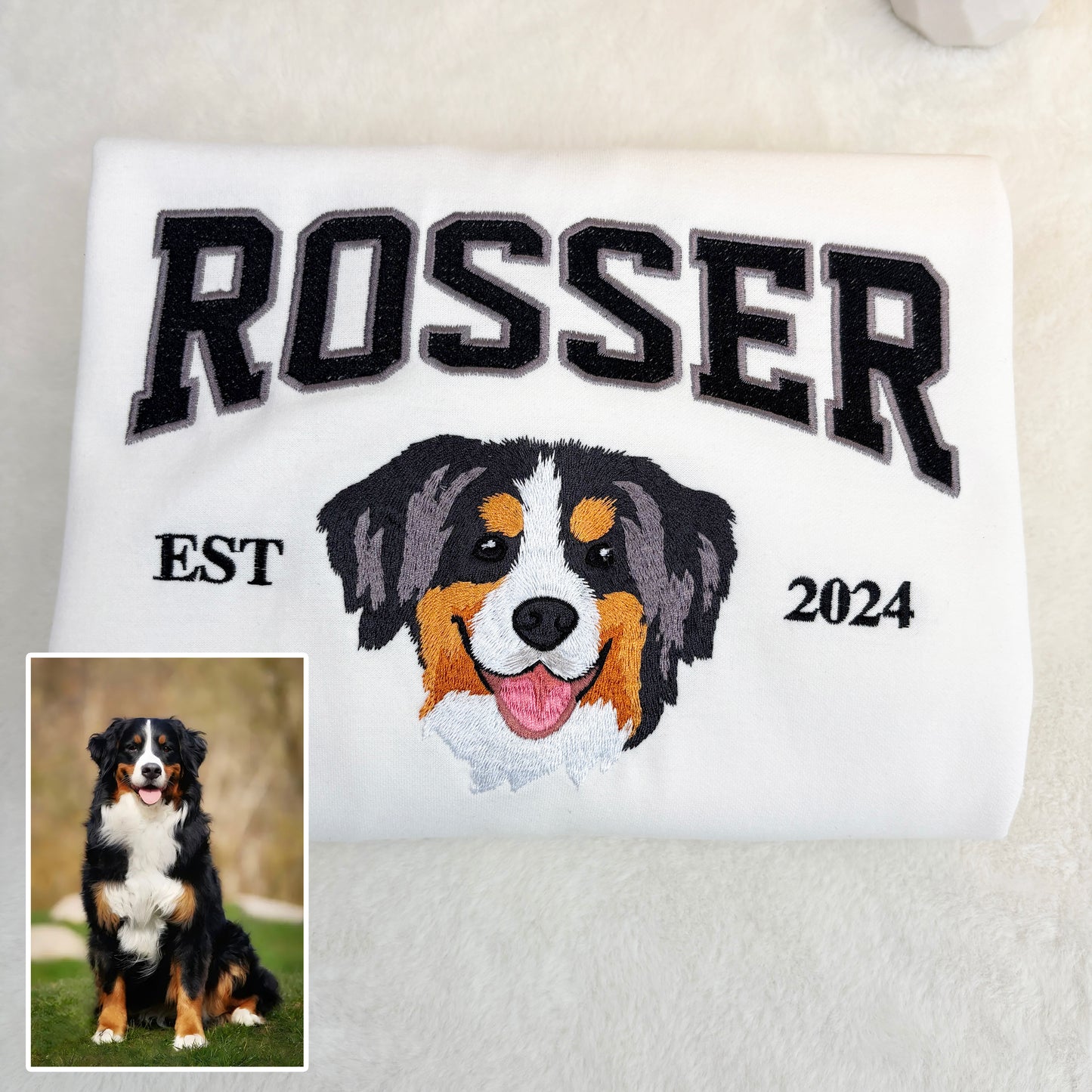 Personalized Embroidered Pet Face and Name Est Sweatshirt Keepsake Gift for Pet Lovers