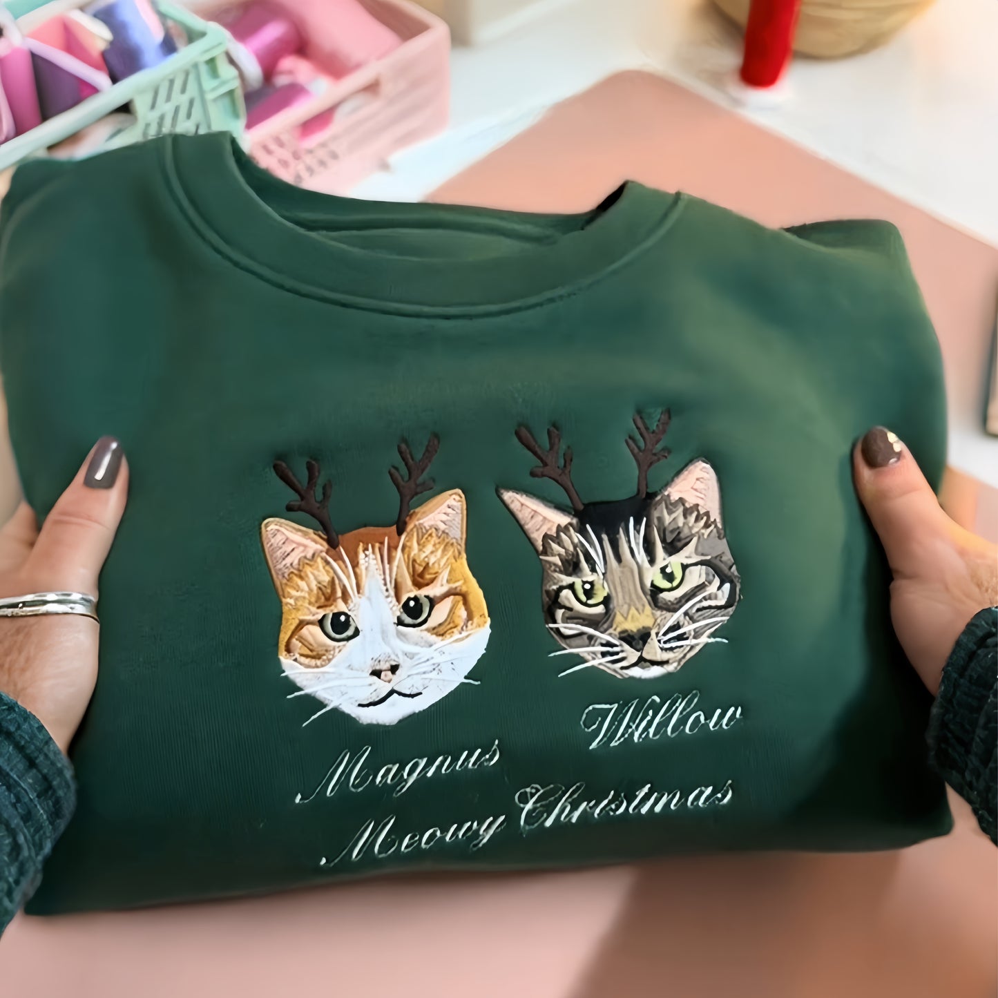 Custom Embroidered Pet Portrait T-shirt,Sweatshirt