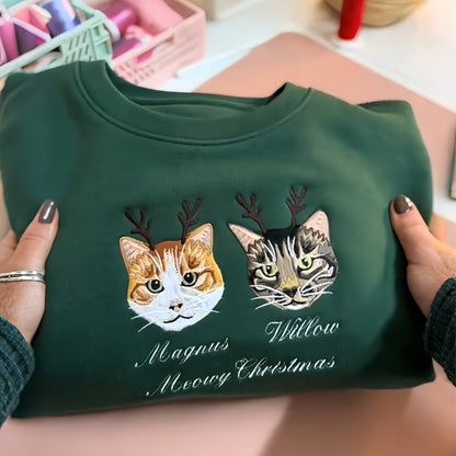 Custom Embroidered Pet Portrait T-shirt,Sweatshirt