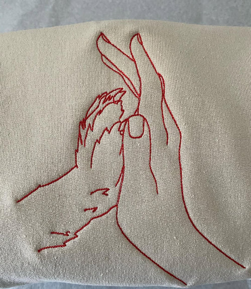 Pet Paw Silhouette Embroidery, High Five Love