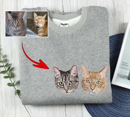 Custom Pet Embroidered Sweatshirt, Hoodie - Gift for Cat Pet Lover