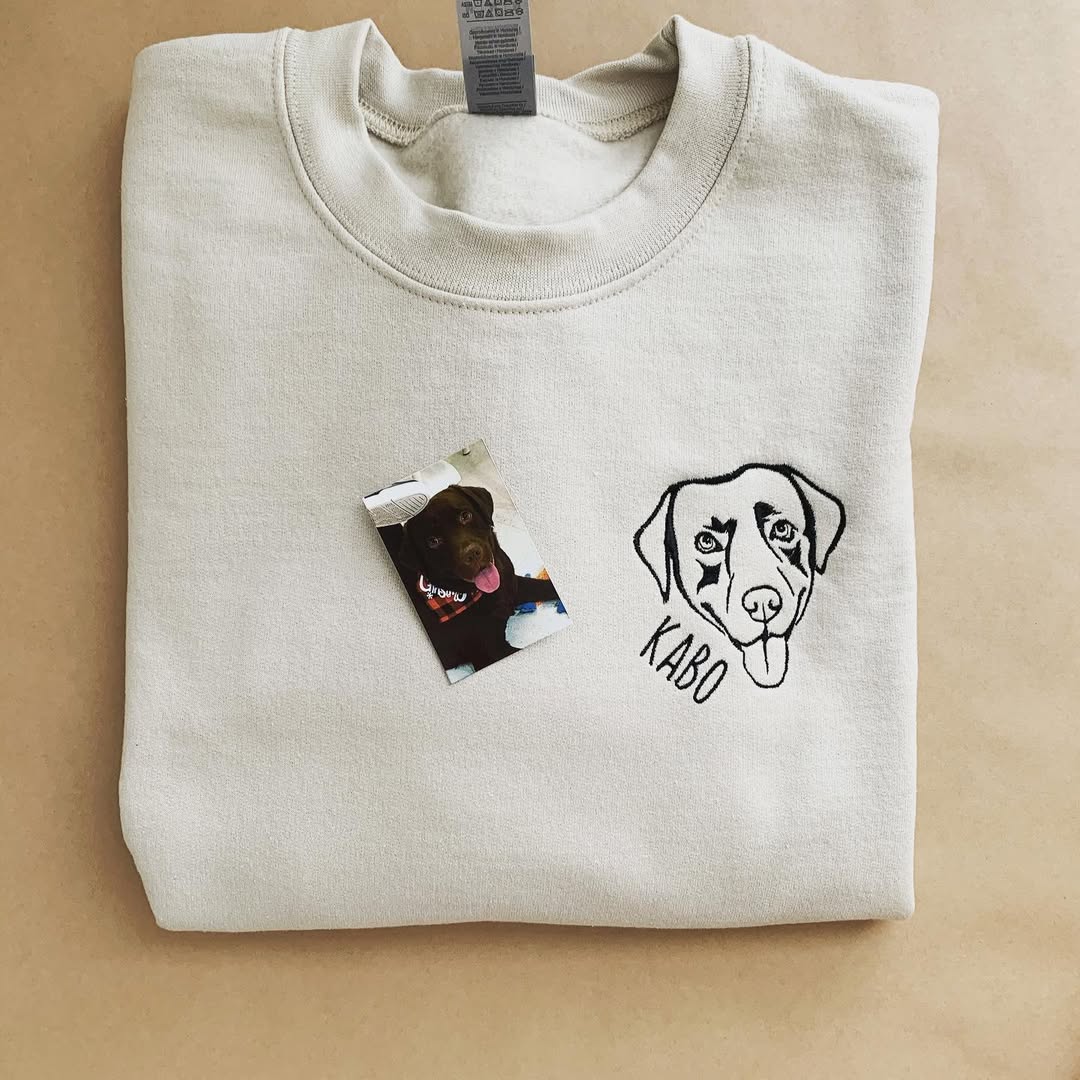 Personalized Dog Sweatshirts for Humans with Custom Embroidered Dog Face and Dog Name
