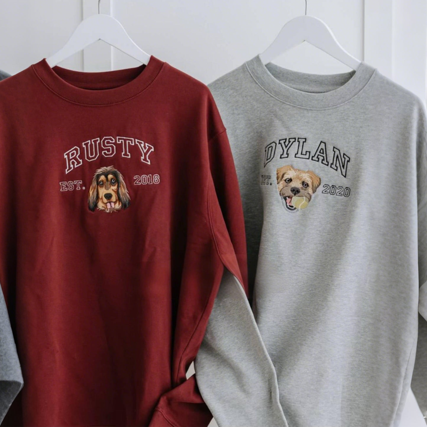 Custom Embroidered Sweatshirt with Dog Face Varsity from Photo, Gift for Pet Lovers