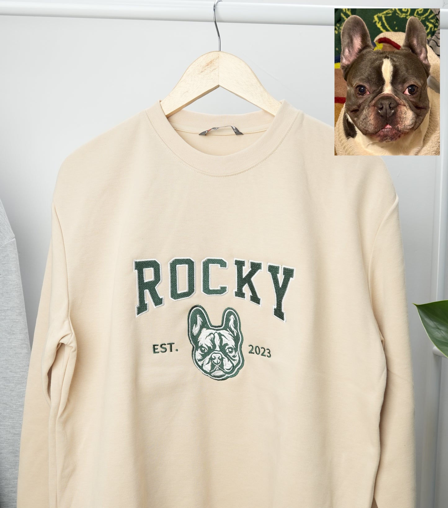 Personalized Embroidered Pet Sweatshirt with Portrait From Photo and Name, Gifts For Pet Owners