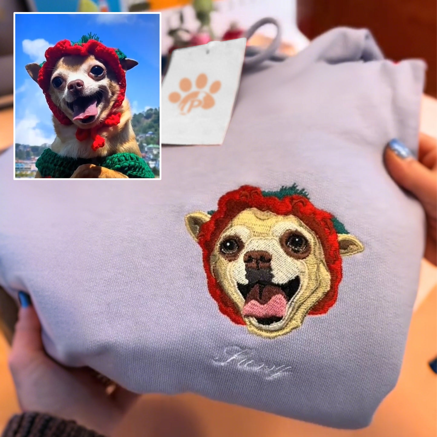 Rich Colors,Custom Embroidered Pet Face Sweatshirt from Your Photo