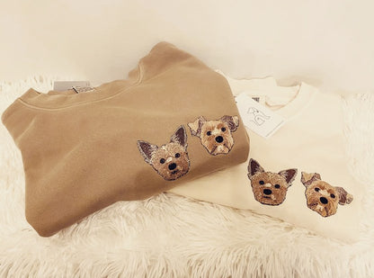 Custom Embroidery Dog Hoodies - Personalized Pet Portrait Sweatshirts - Premium Dog Mom Gift