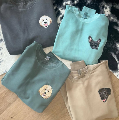 Custom Dog Portrait T-shirt , Personalized Pet Embroidery Hoodies , Dog Lover Gift