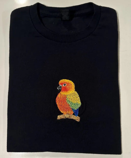 Embroidered Full-Body Parrot Portrait - Unique Gift for Bird Lovers