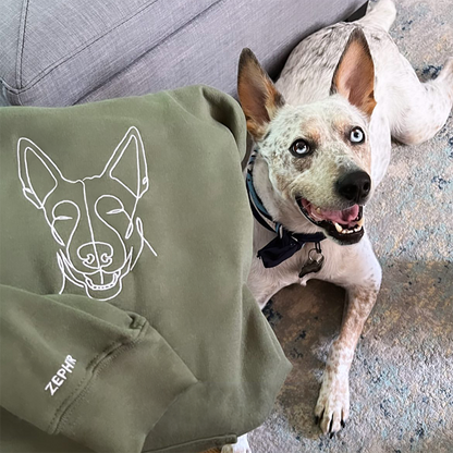 Custom Embroidered Hoodie,Pet Face Sketch Embroidery